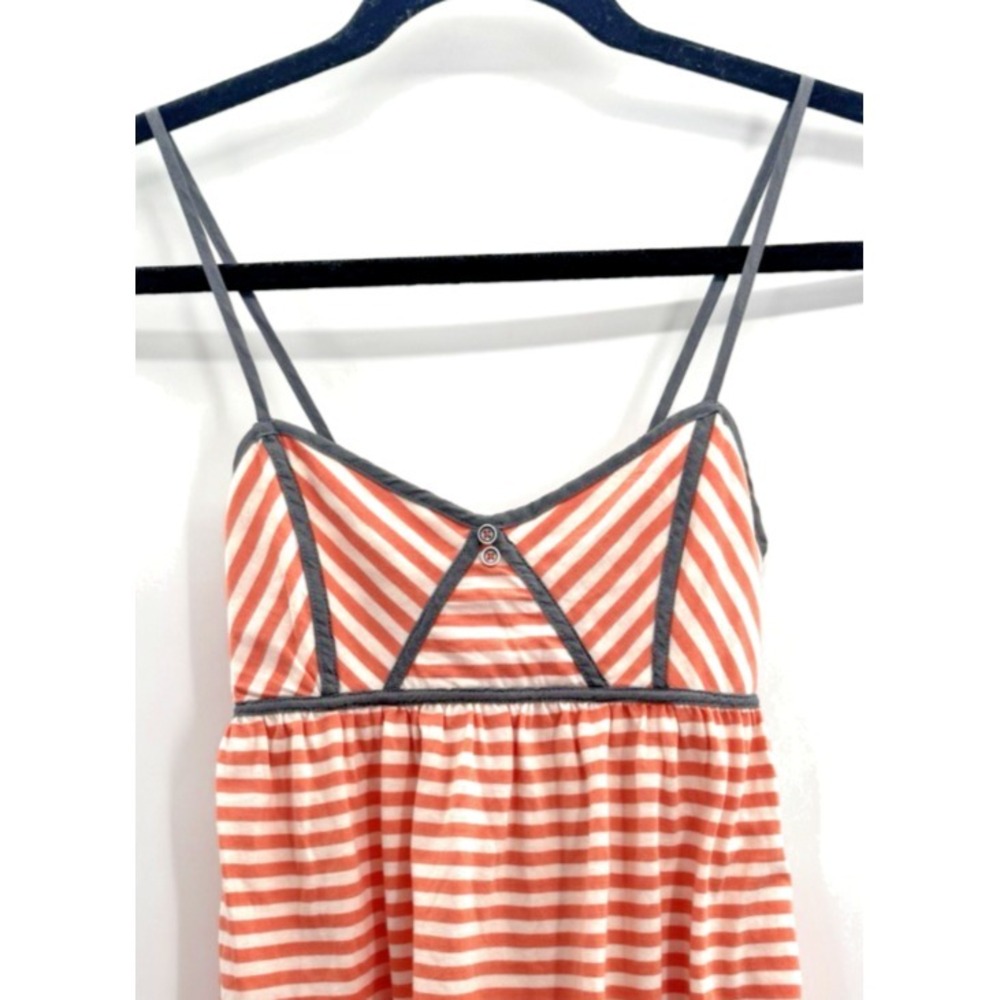 Y2K Babydoll Top XS Striped Tie Back Cami Empire Waist Retro Tank Nautical Twee